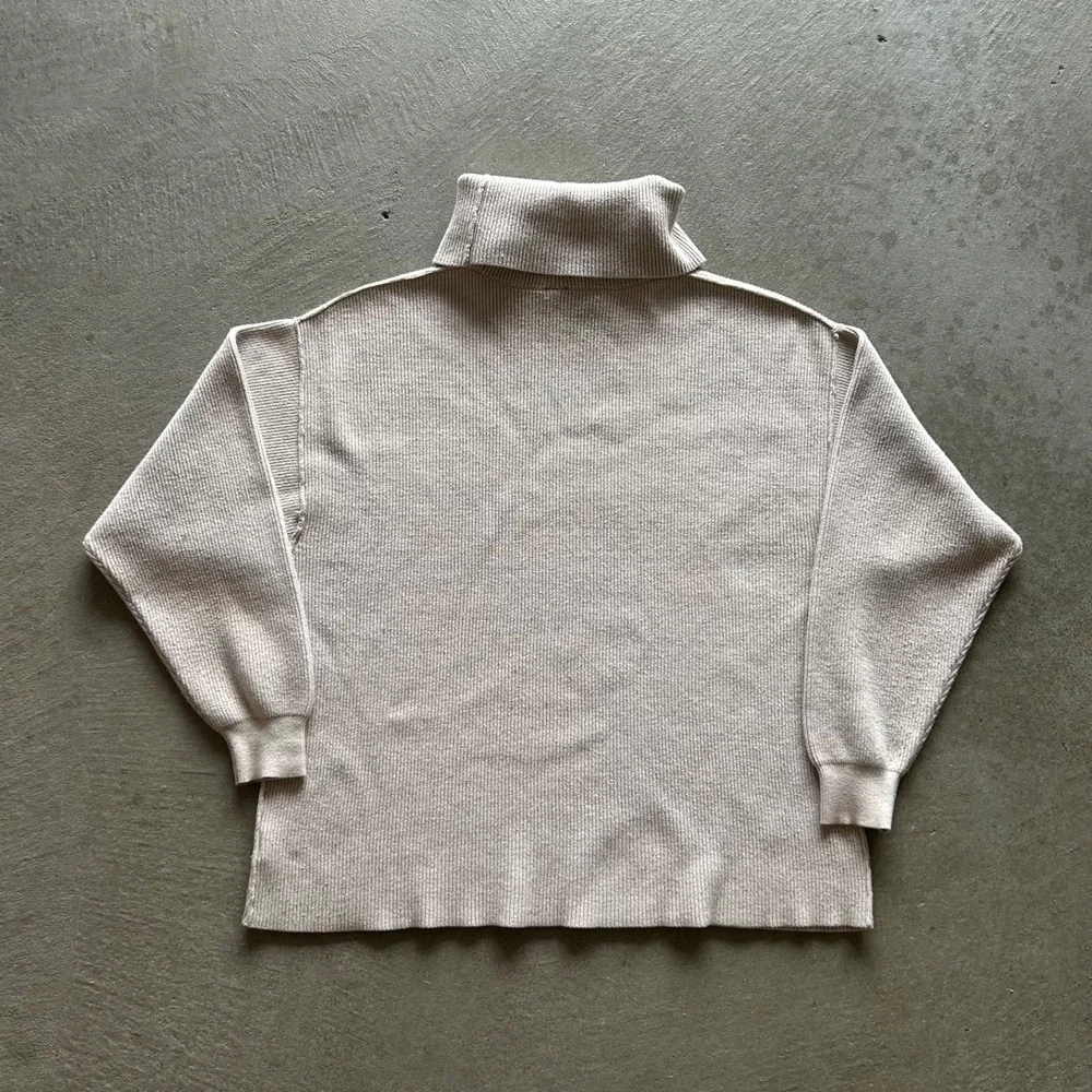 Free People Flawless Turtleneck Sweater Women's Medium Tan Ribbed Knit Pullover